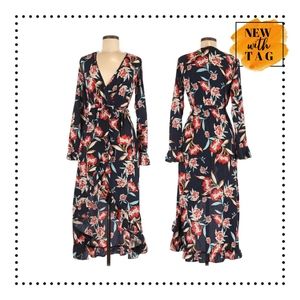 NWT Nasty Gal Floral Wrap Midi Dress